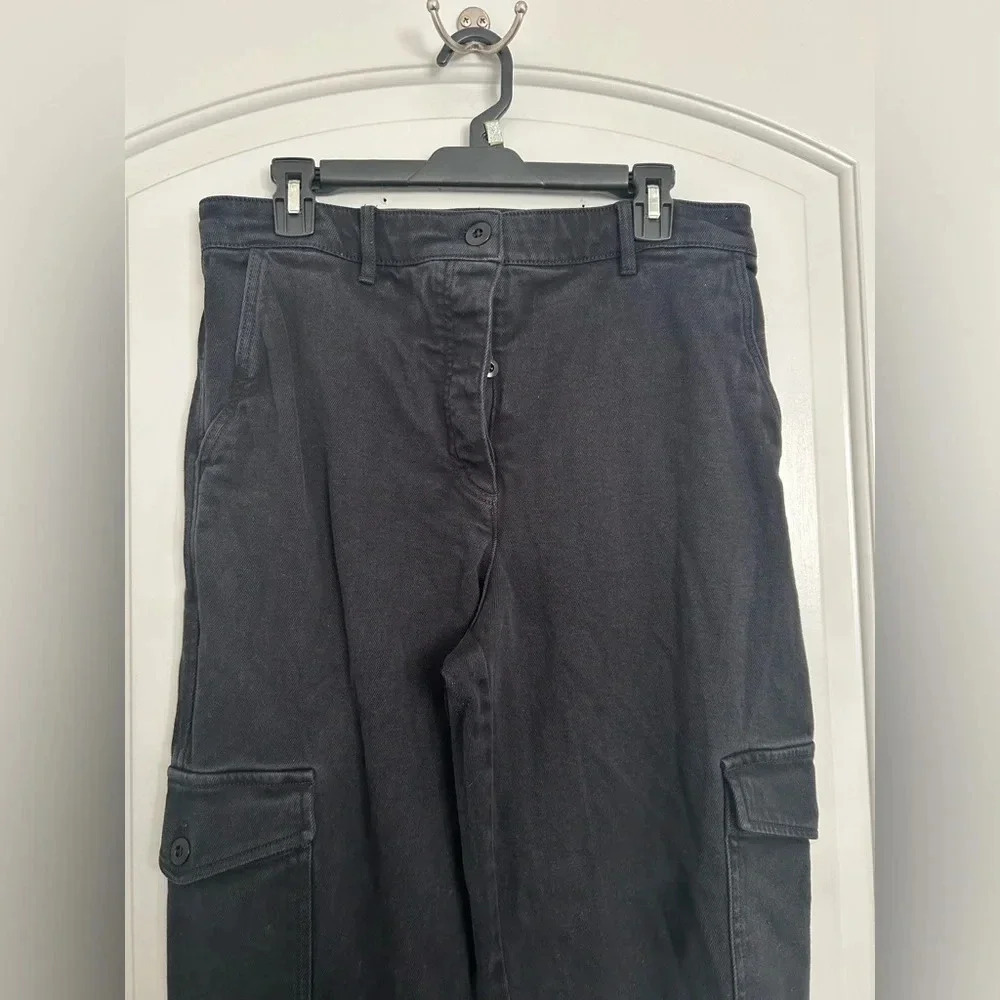 Aritzia Wilfred Free Black Modern Y2K Cargo Twill High Rise size 12 - Picture 4 of 13